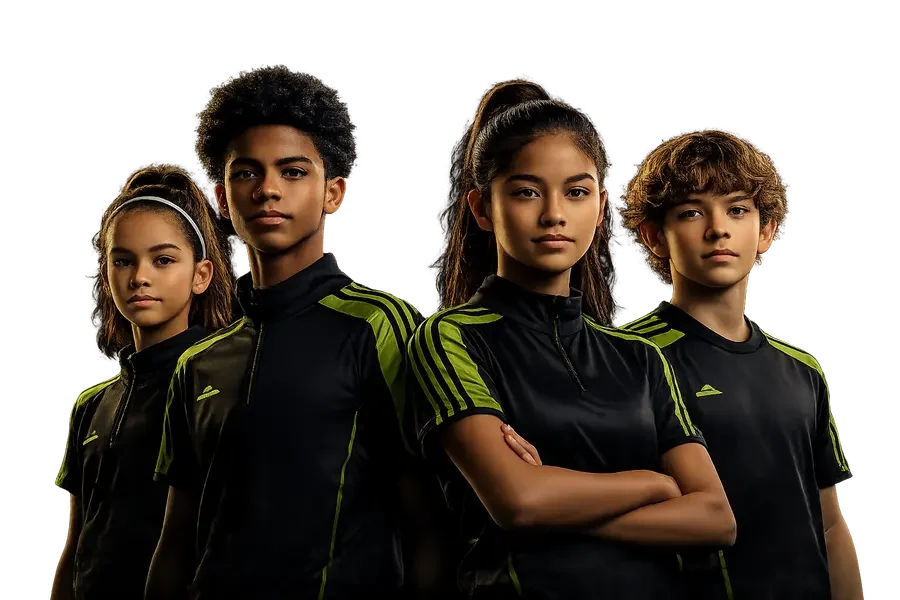 Four young players in REP11 training kit